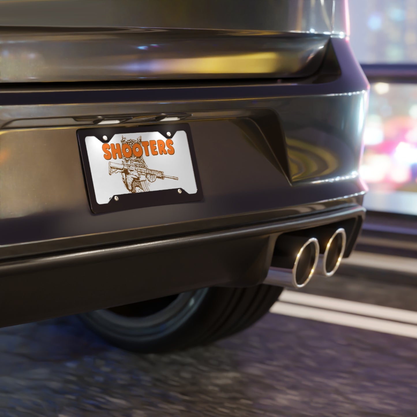 Shooters White Vanity Plate