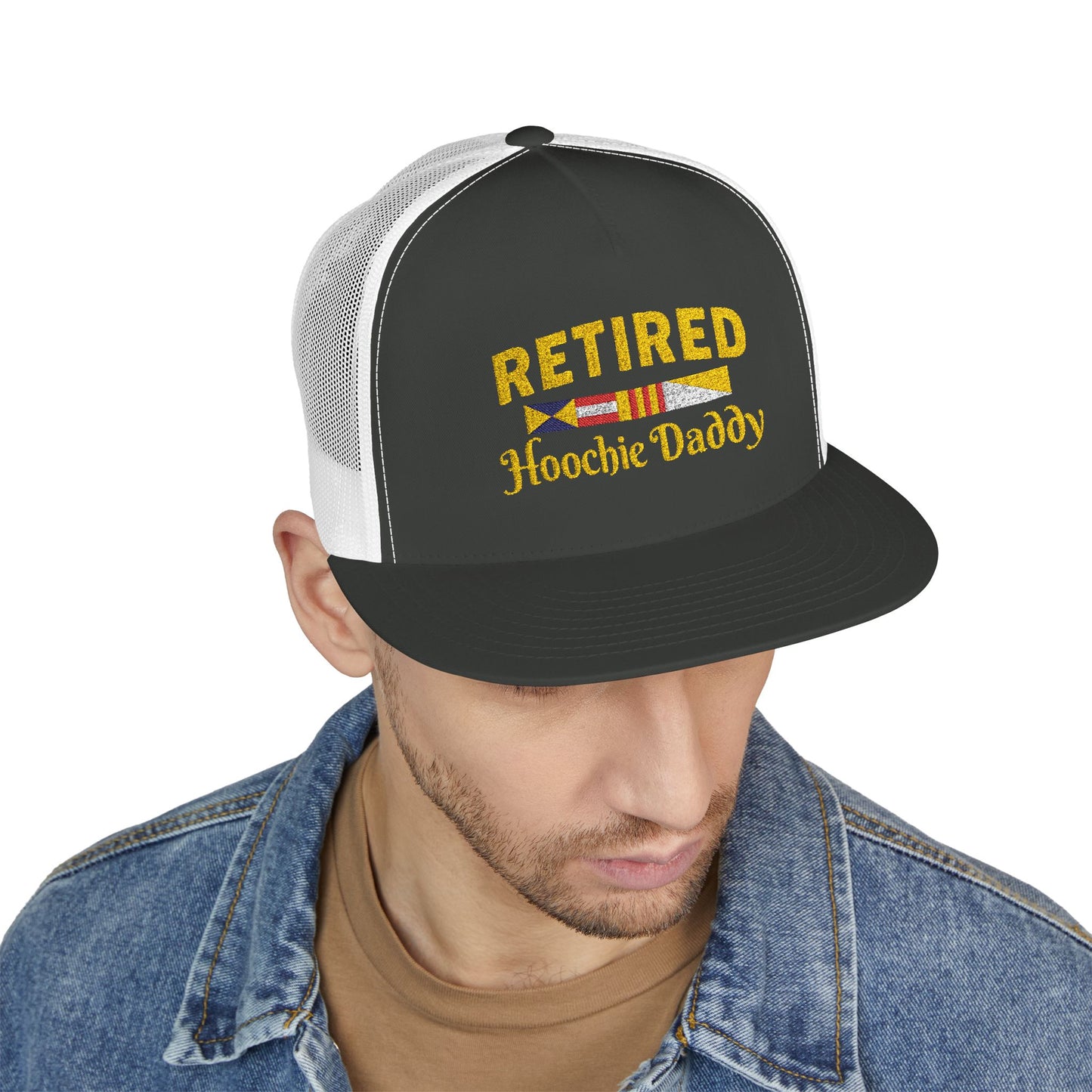 Retired Hoochie Daddy 5 Panel Trucker Cap (Embroidery)