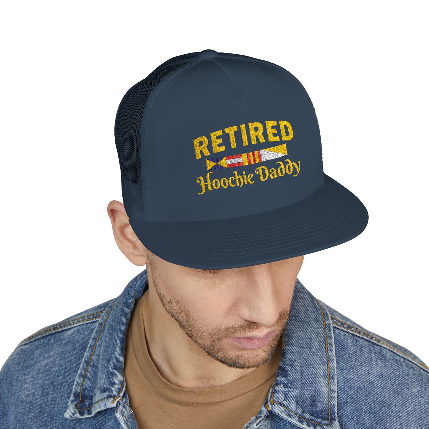 Retired Hoochie Daddy 5 Panel Trucker Cap (Embroidery)