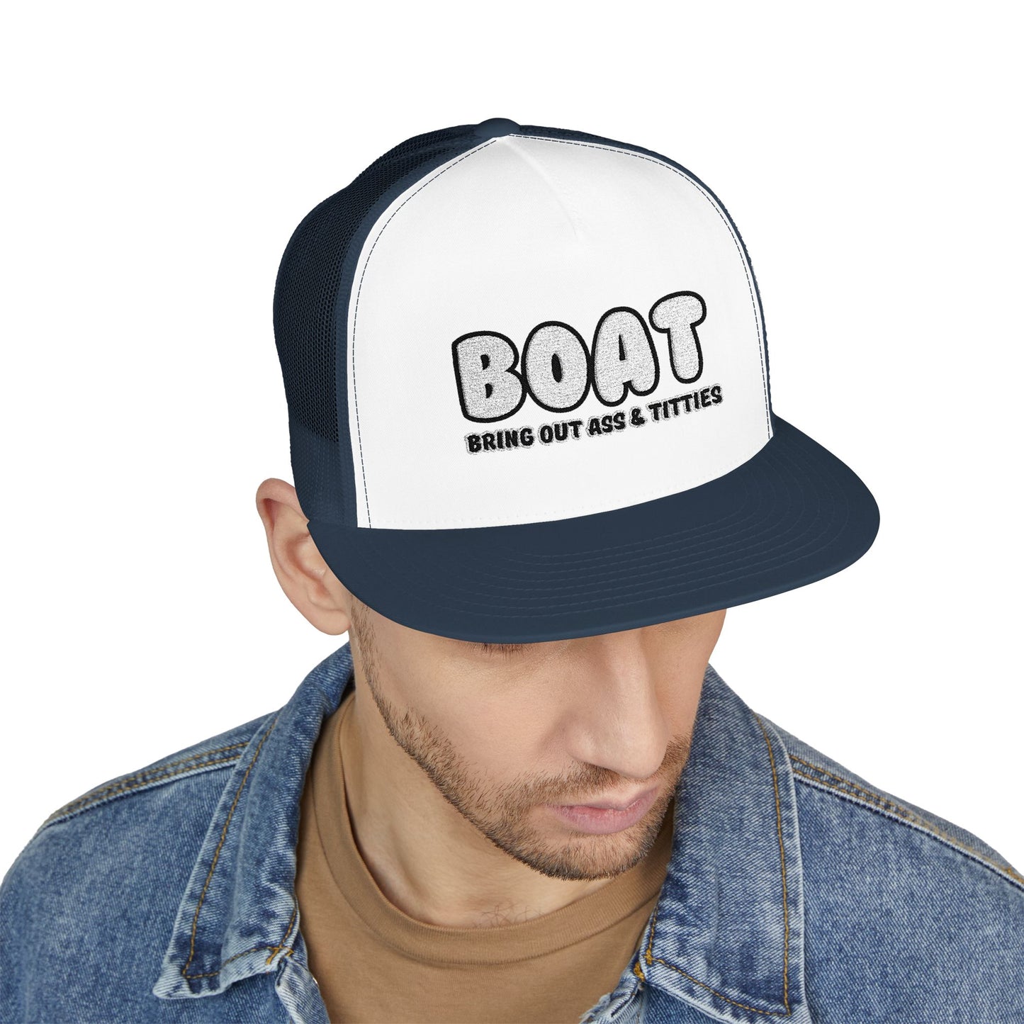 BOAT 5 Panel Trucker Cap (Embroidery)