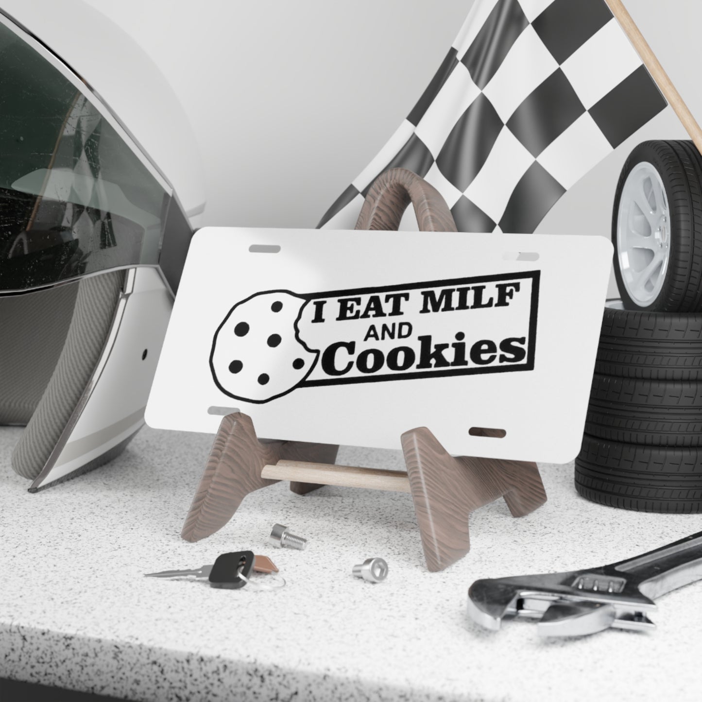 I Eat Milf & Cookies White Vanity Plate