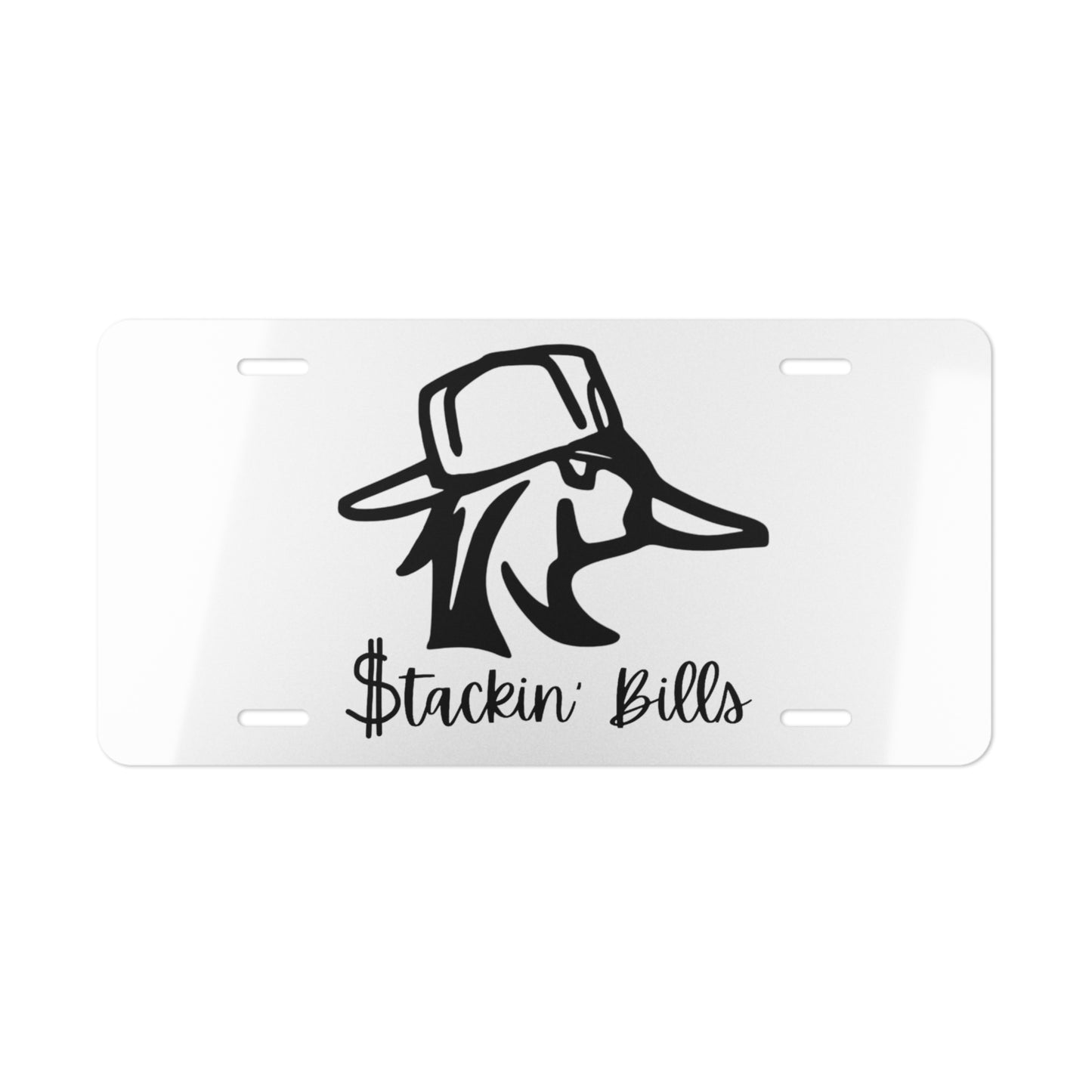 Stacking Bills White Vanity Plate