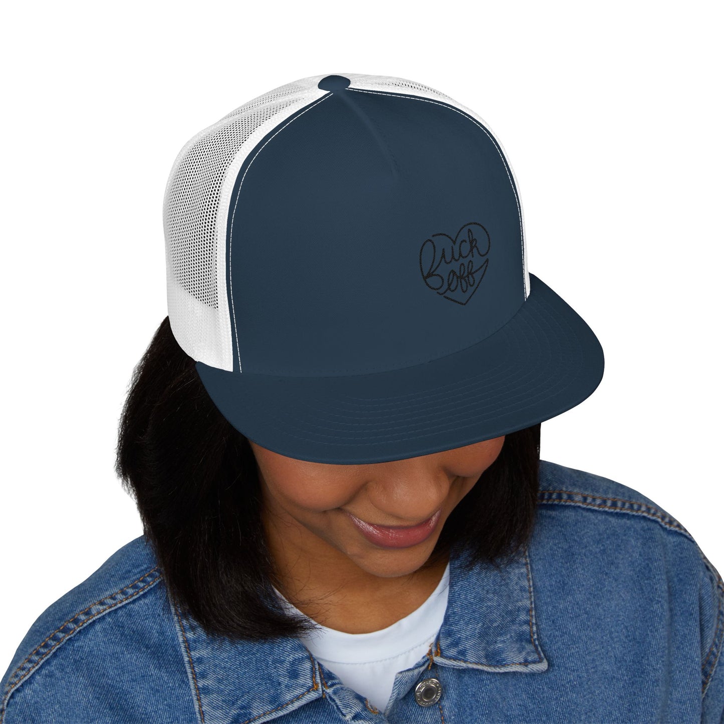 F*CK OFF Heart (Ladies) 5 Panel Trucker Cap (Embroidery)