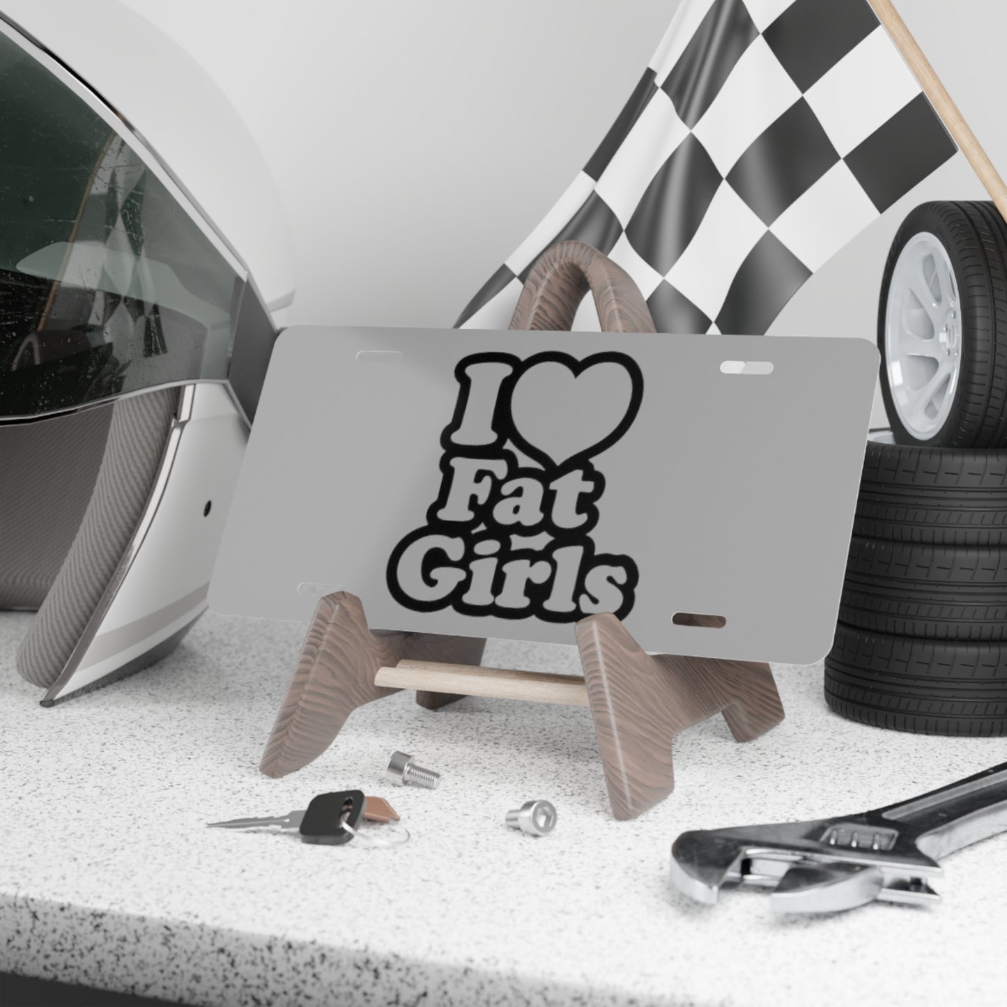I Heart Fat Girls Grey Vanity Plate