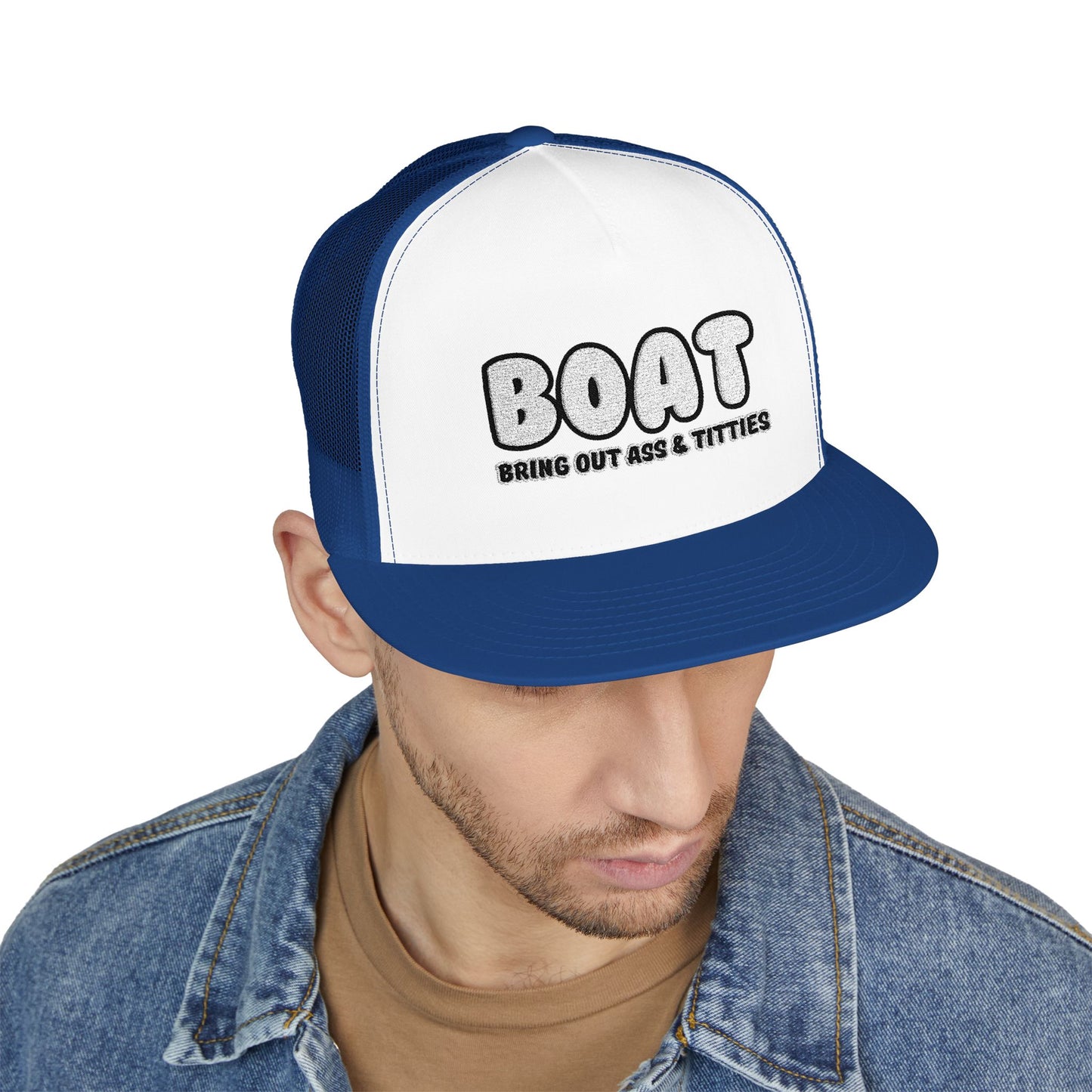 BOAT 5 Panel Trucker Cap (Embroidery)