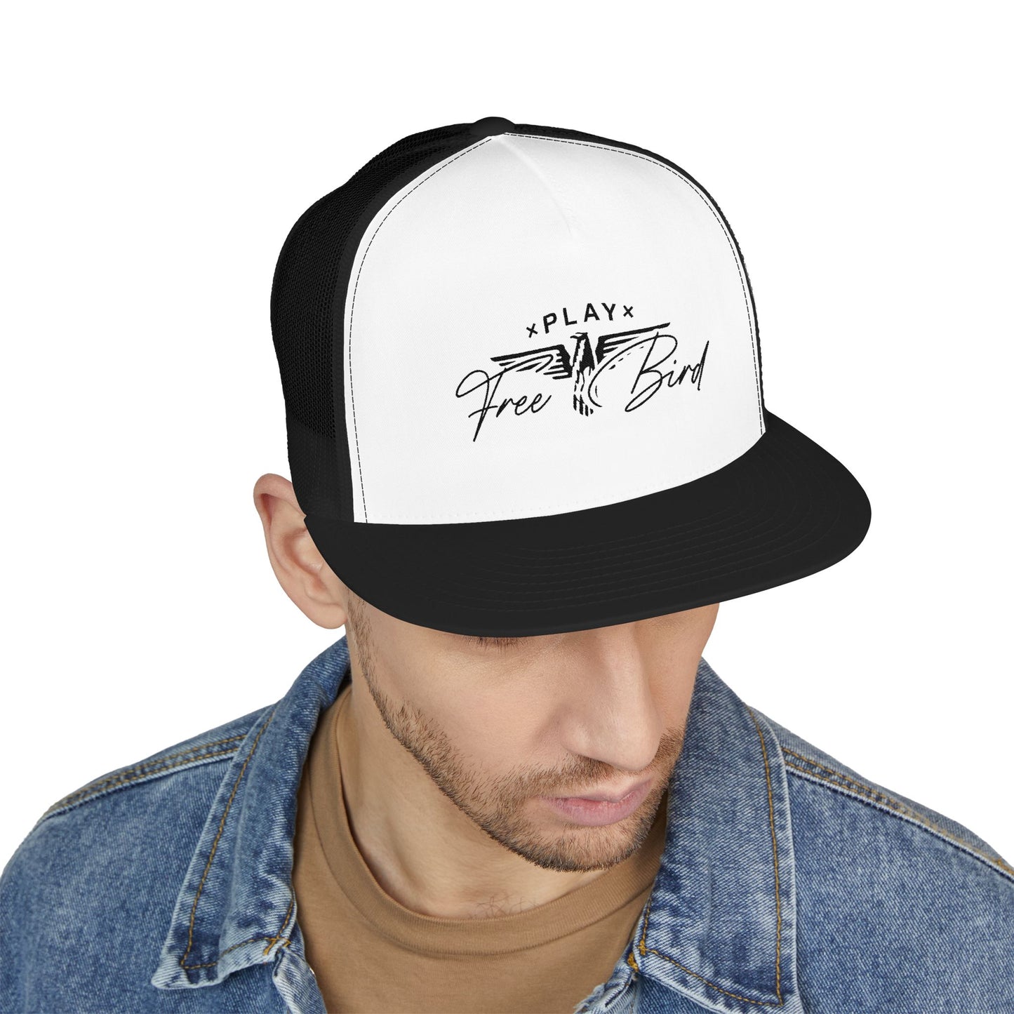 Free Bird 5 Panel Trucker Cap (Embroidery)