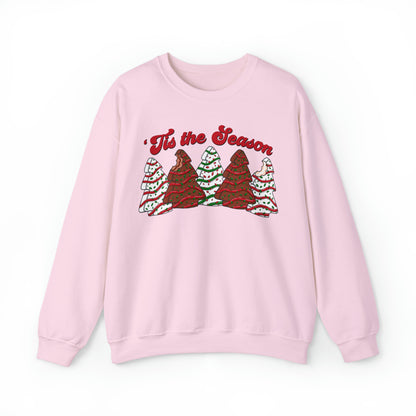 Tis The Season Christmas Tree Cake Sweatshirt Unisex Heavy Blend™ Crewneck Sweatshirt