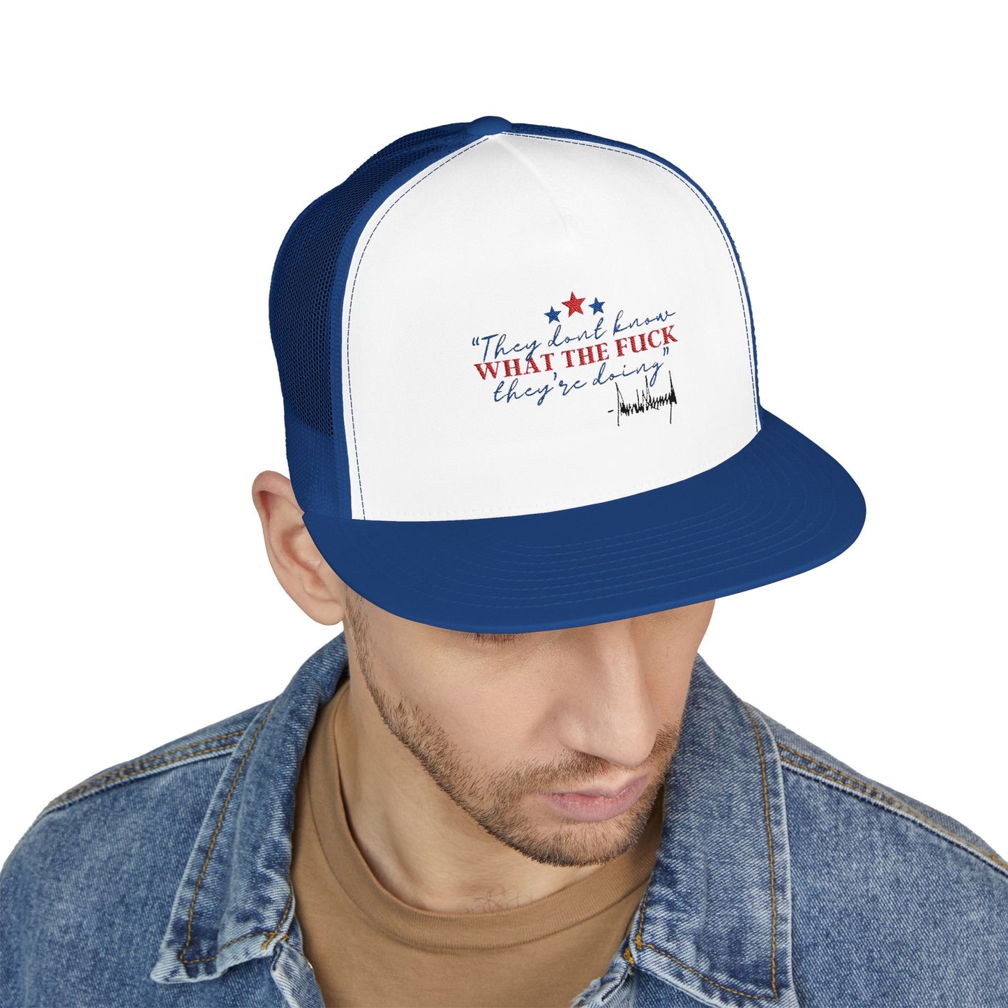 "They Don't Know WTF They're Doing" DJT 5 Panel Trucker Cap (Embroidery)
