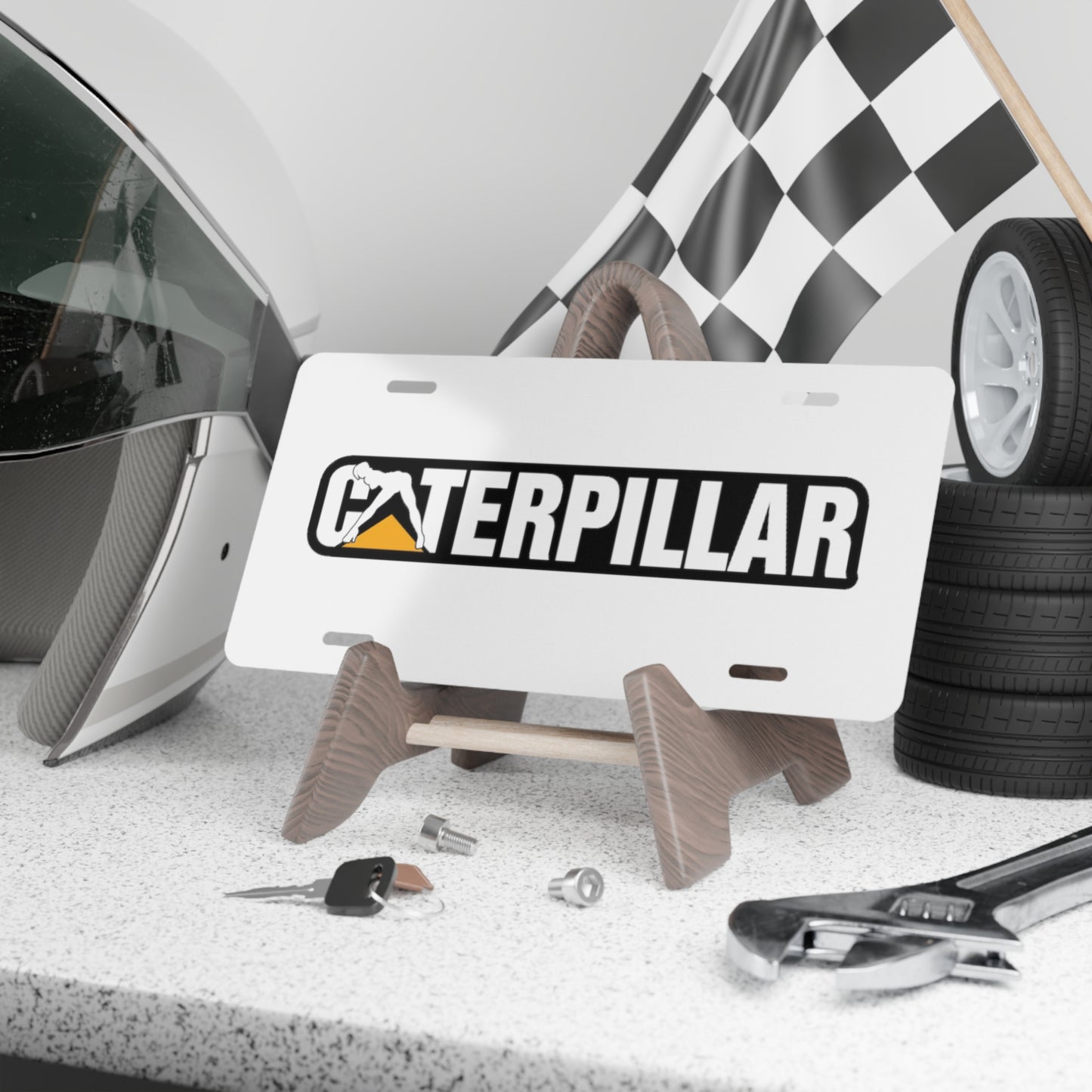Caterpillar Girl White Vanity Plate