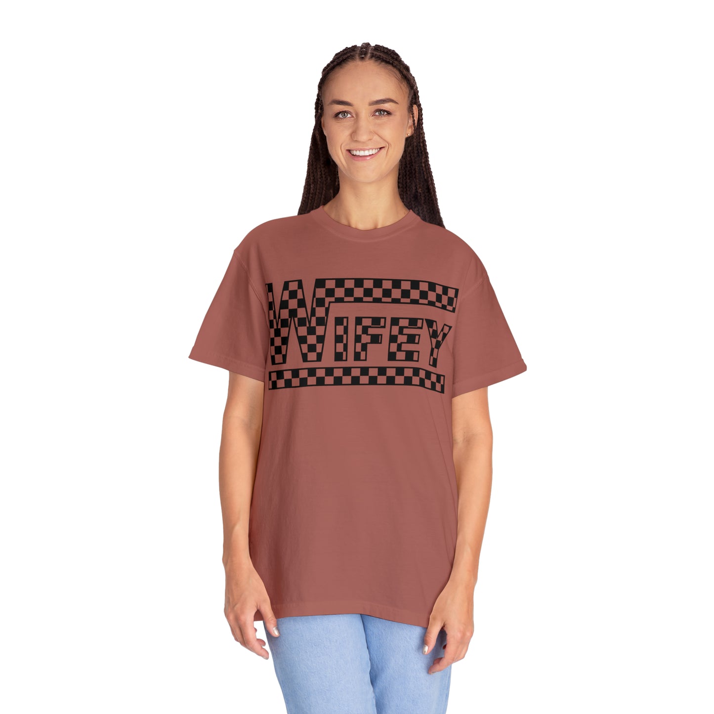 Checkered Wifey Comfort Colors Unisex Garment-Dyed T-shirt