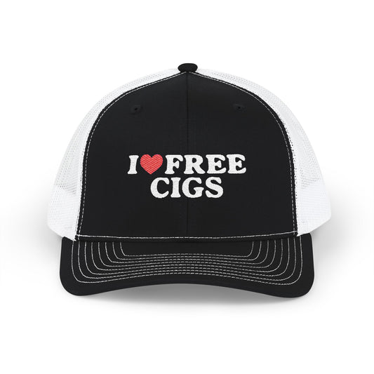 I Heart Free Cigs Richardson 112 Snapback Trucker Cap