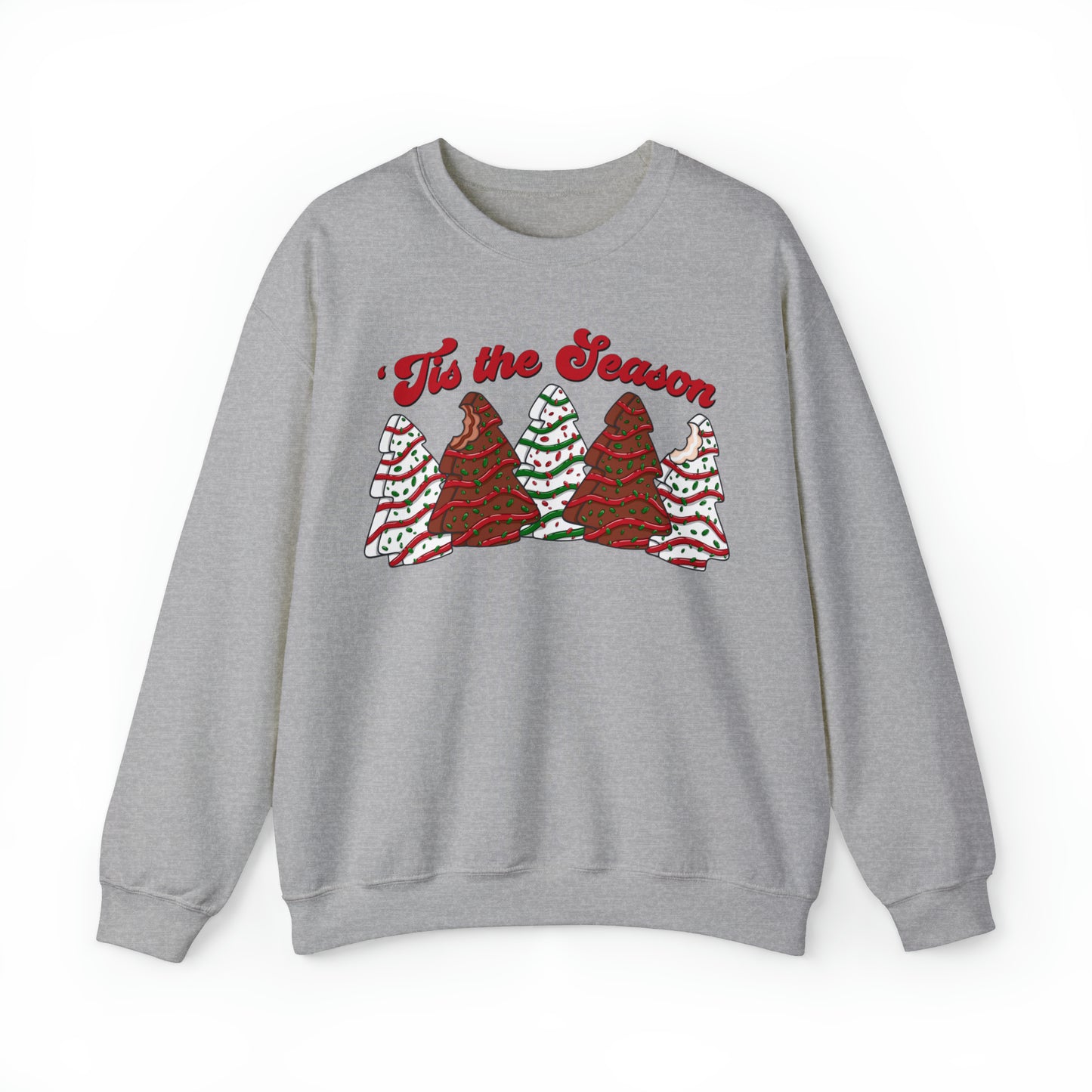 Tis The Season Christmas Tree Cake Sweatshirt Unisex Heavy Blend™ Crewneck Sweatshirt
