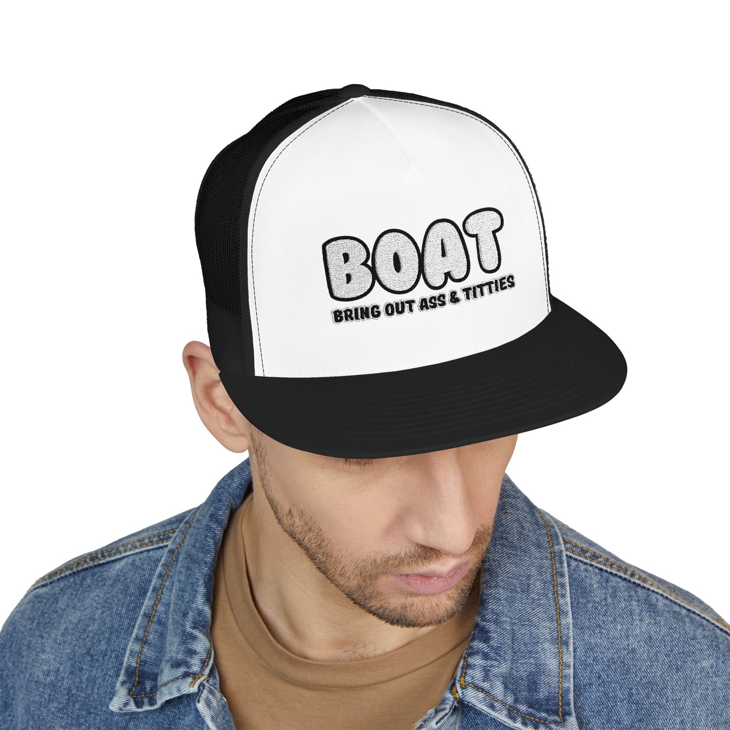 BOAT 5 Panel Trucker Cap (Embroidery)