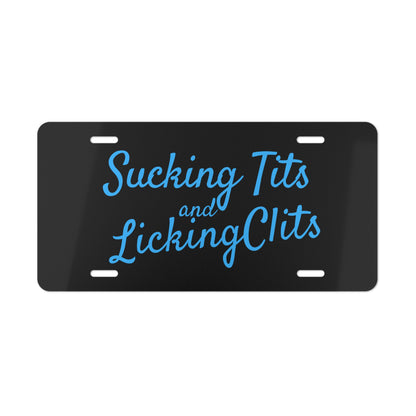 Sucking Ts and Licking Cs Black Vanity Plate