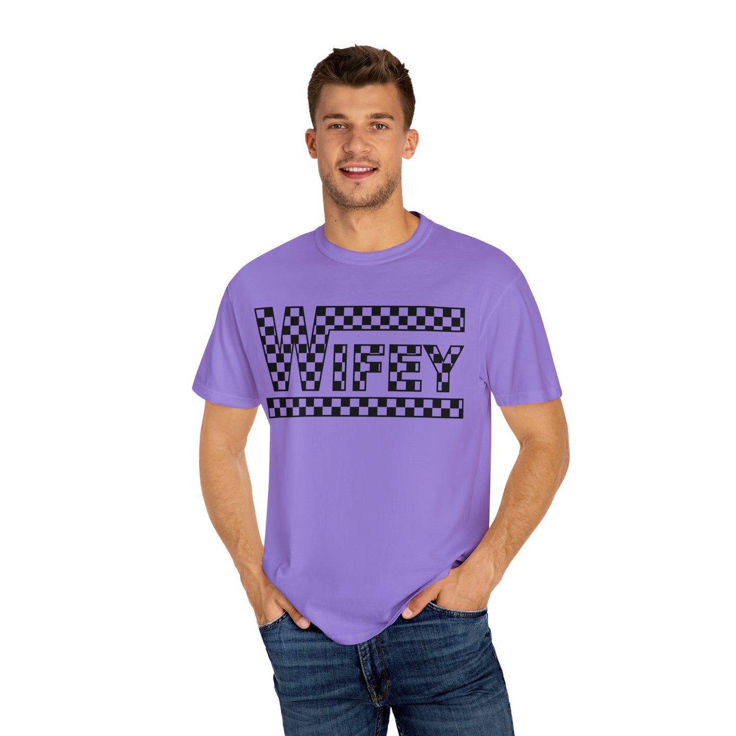Checkered Wifey Comfort Colors Unisex Garment-Dyed T-shirt