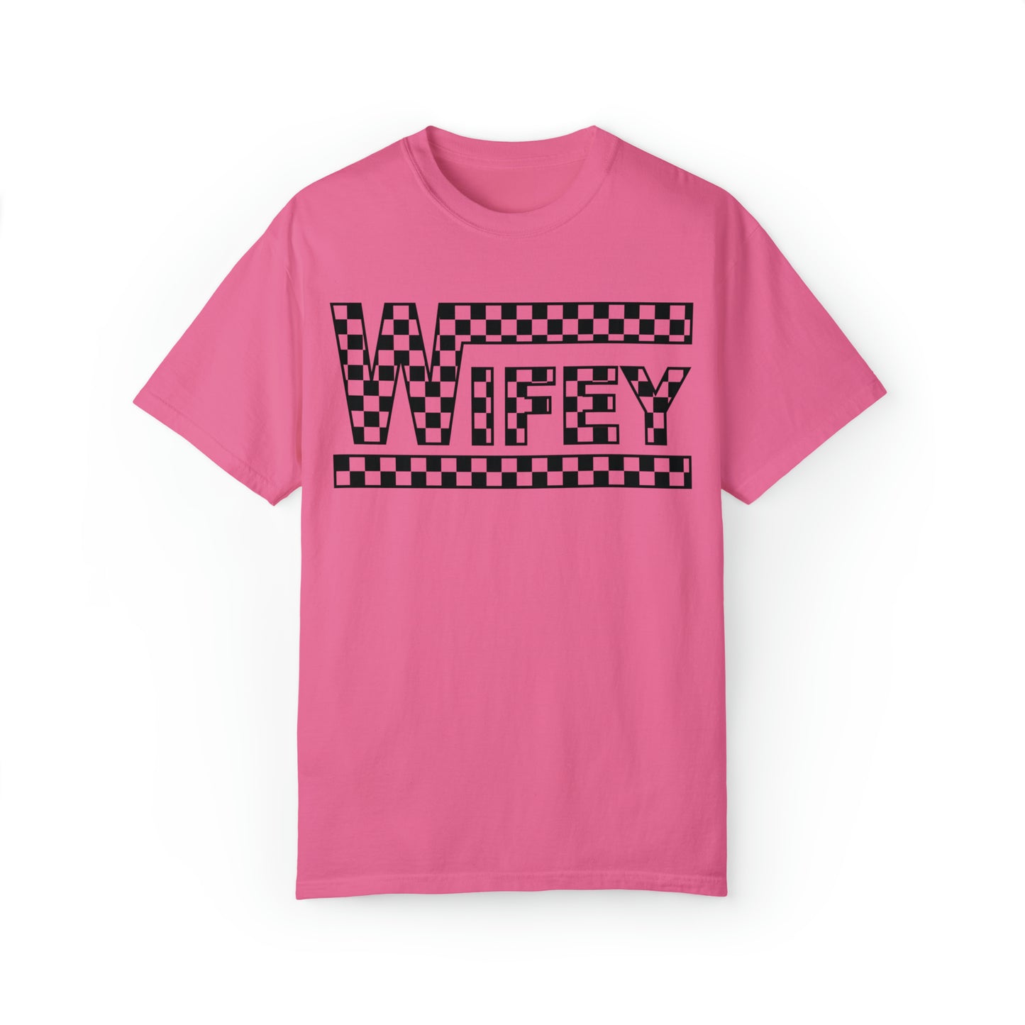 Checkered Wifey Comfort Colors Unisex Garment-Dyed T-shirt