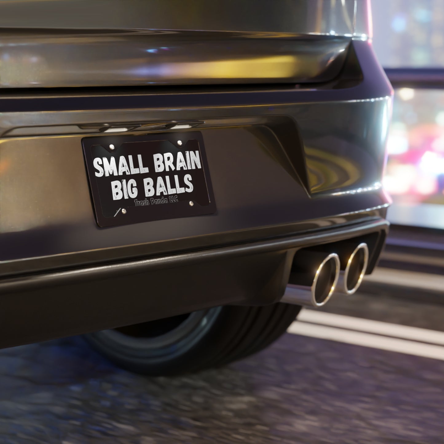 Small Brain Big Balls Vanity Plate