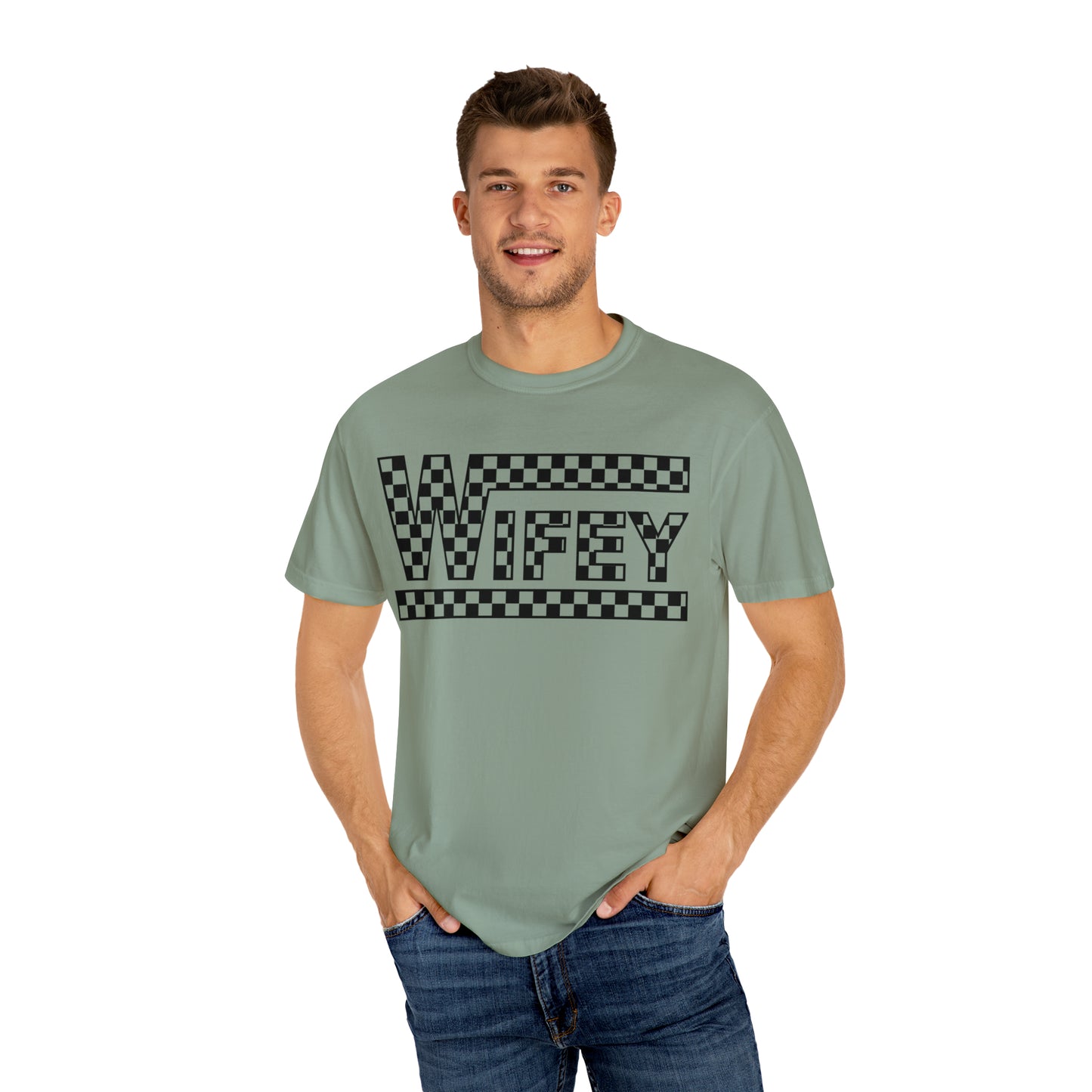 Checkered Wifey Comfort Colors Unisex Garment-Dyed T-shirt