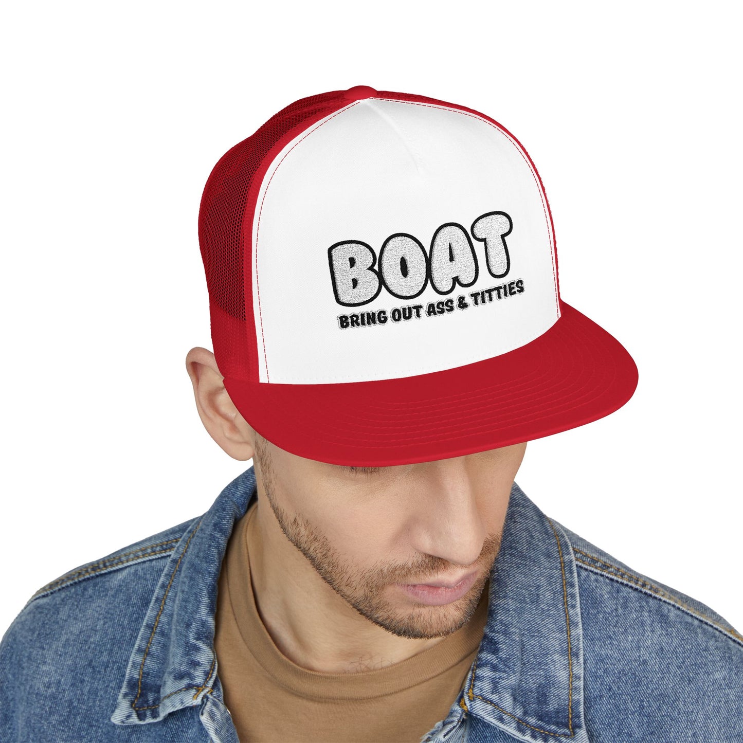 BOAT 5 Panel Trucker Cap (Embroidery)