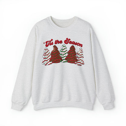 Tis The Season Christmas Tree Cake Sweatshirt Unisex Heavy Blend™ Crewneck Sweatshirt