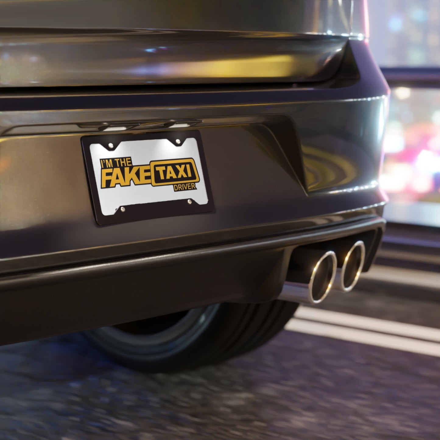 Fake Taxi Driver White Vanity Plate