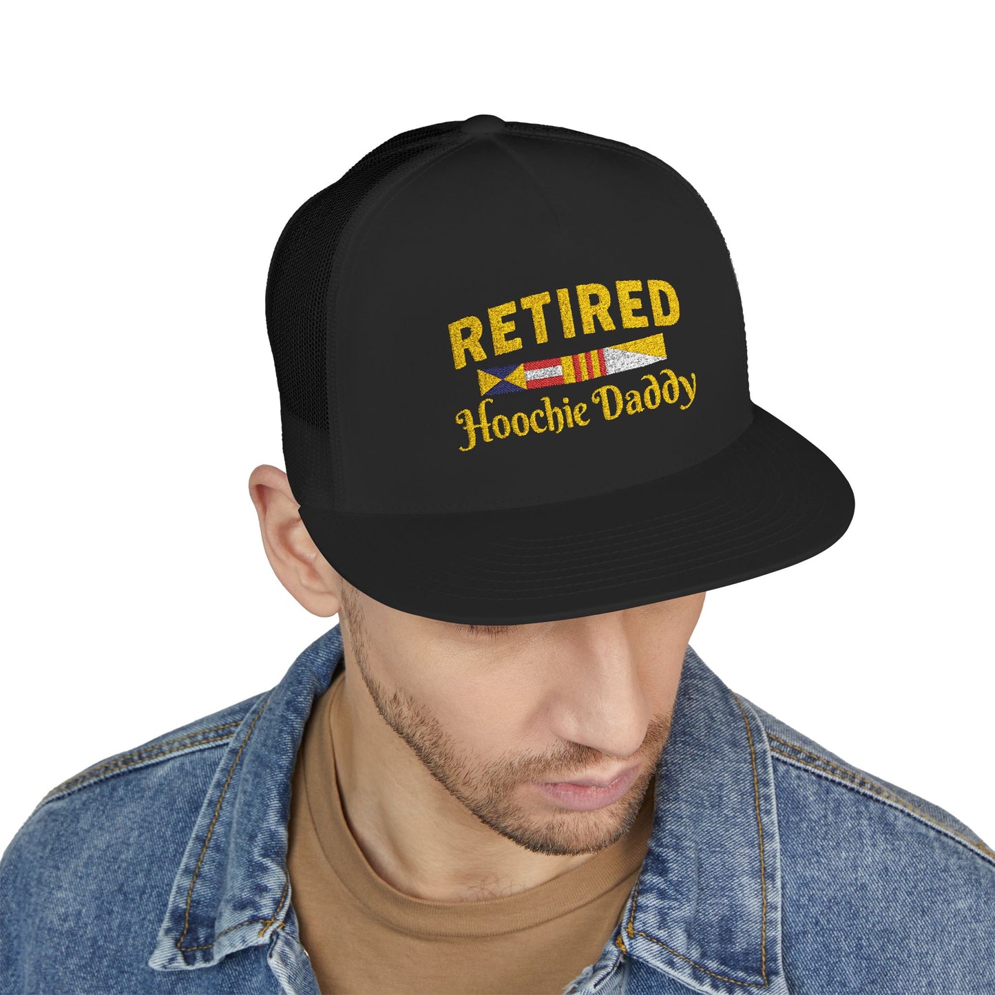Retired Hoochie Daddy 5 Panel Trucker Cap (Embroidery)