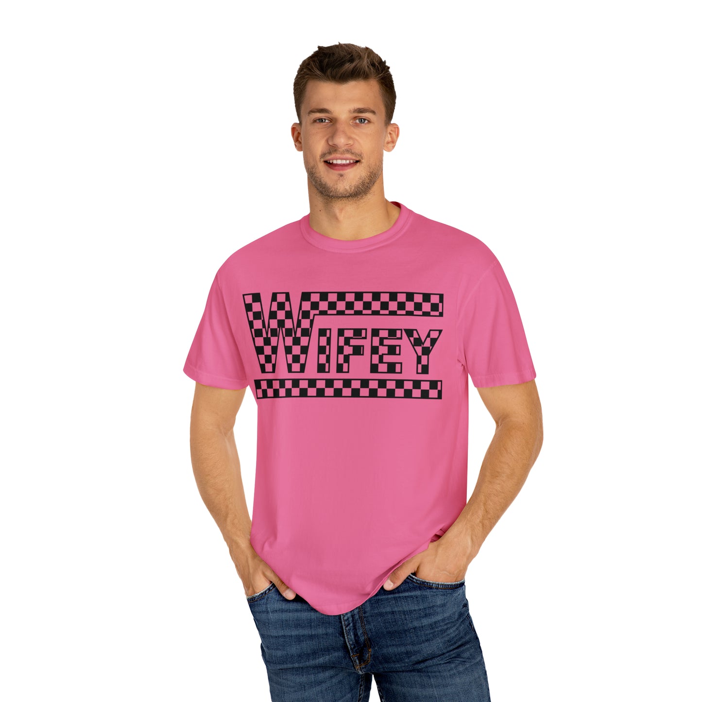 Checkered Wifey Comfort Colors Unisex Garment-Dyed T-shirt