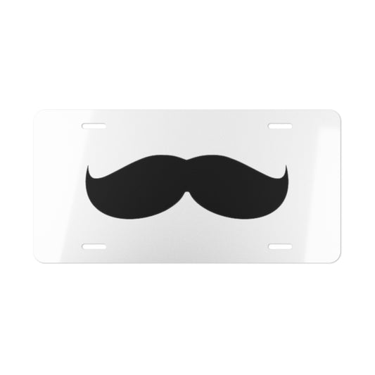 Mustache Ride White Vanity Plate