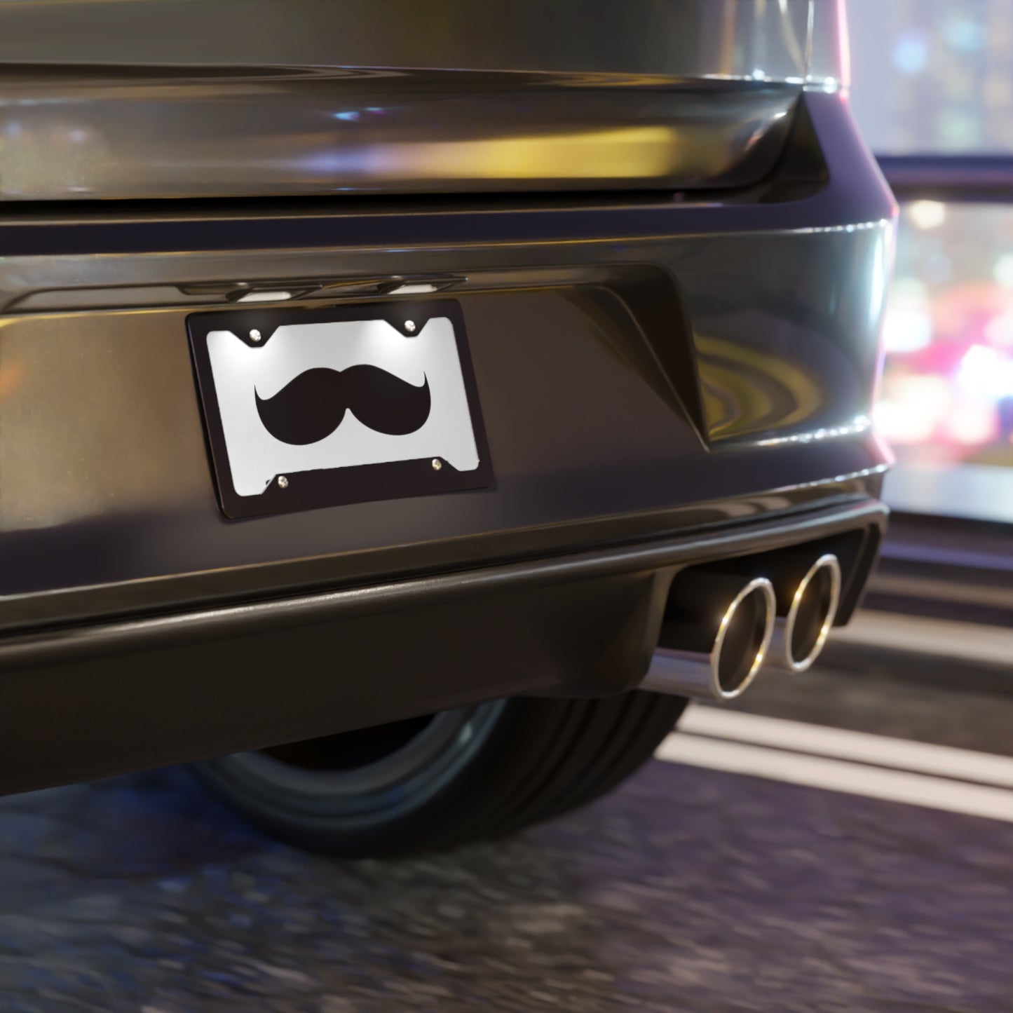 Mustache Ride White Vanity Plate