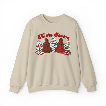 Tis The Season Christmas Tree Cake Sweatshirt Unisex Heavy Blend™ Crewneck Sweatshirt