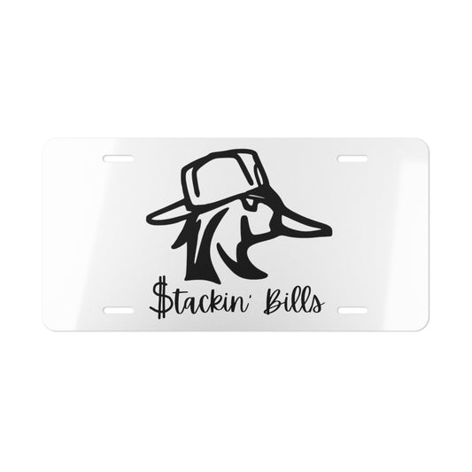 Stacking Bills White Vanity Plate
