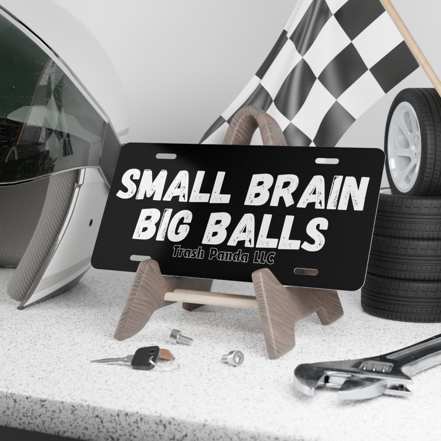 Small Brain Big Balls Vanity Plate