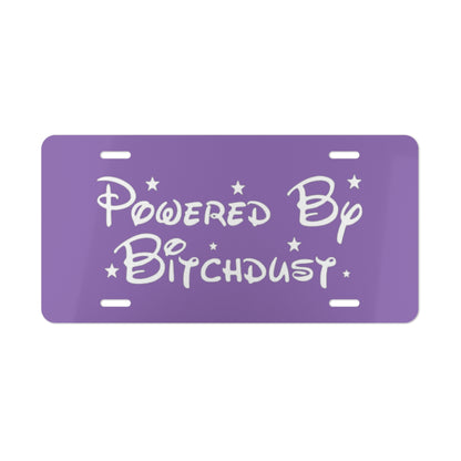 Powered By B*tchdust Purple Vanity Plate