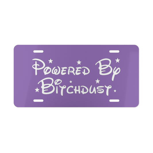 Powered By B*tchdust Purple Vanity Plate