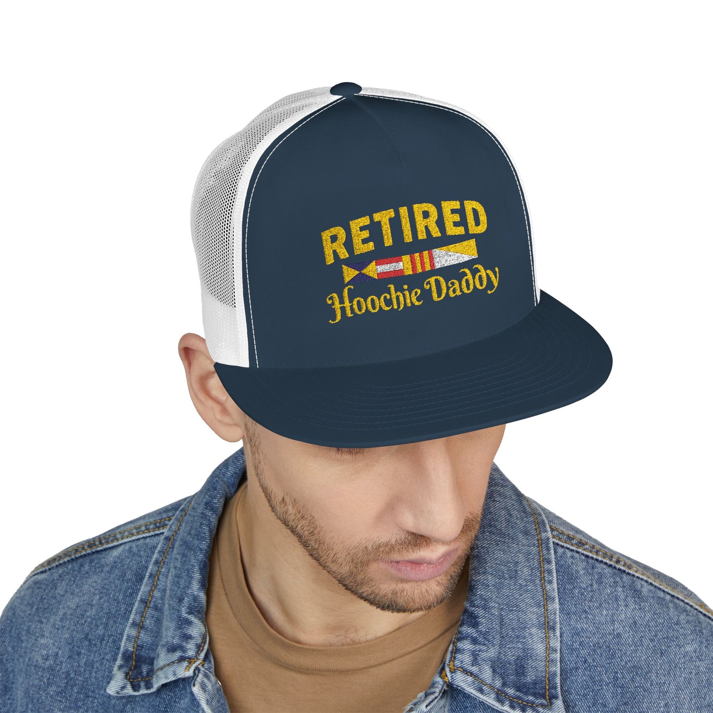 Retired Hoochie Daddy 5 Panel Trucker Cap (Embroidery)