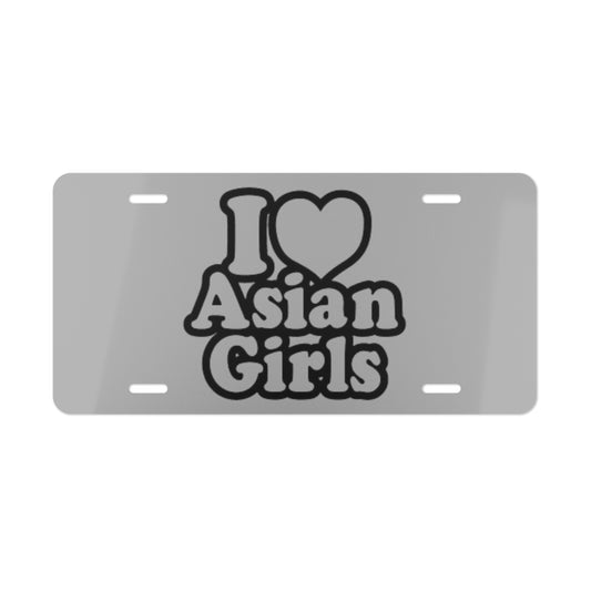 I Heart Asian Girls Grey Vanity Plate
