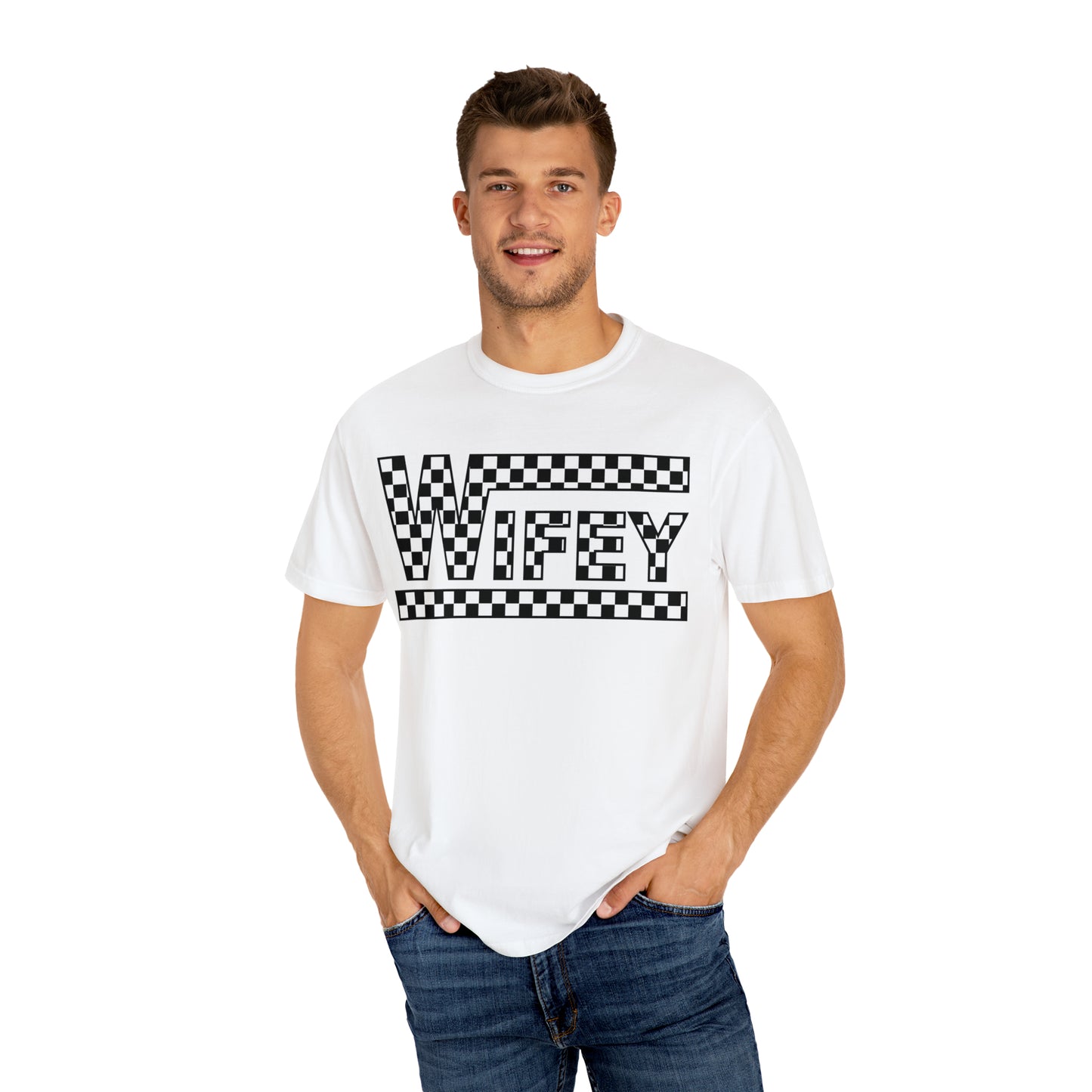 Checkered Wifey Comfort Colors Unisex Garment-Dyed T-shirt