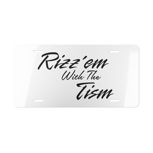 Rizz Em With The Tism White Vanity Plate