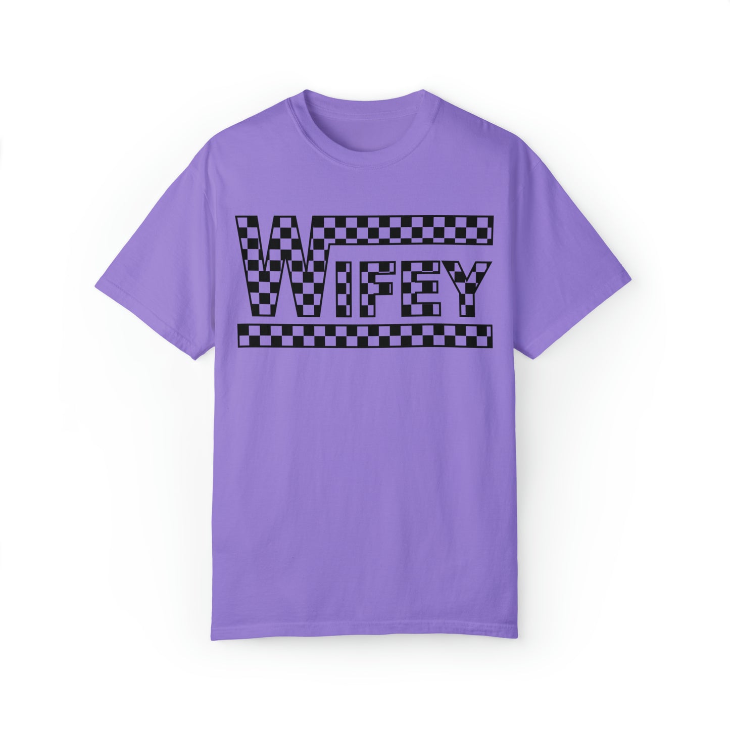 Checkered Wifey Comfort Colors Unisex Garment-Dyed T-shirt