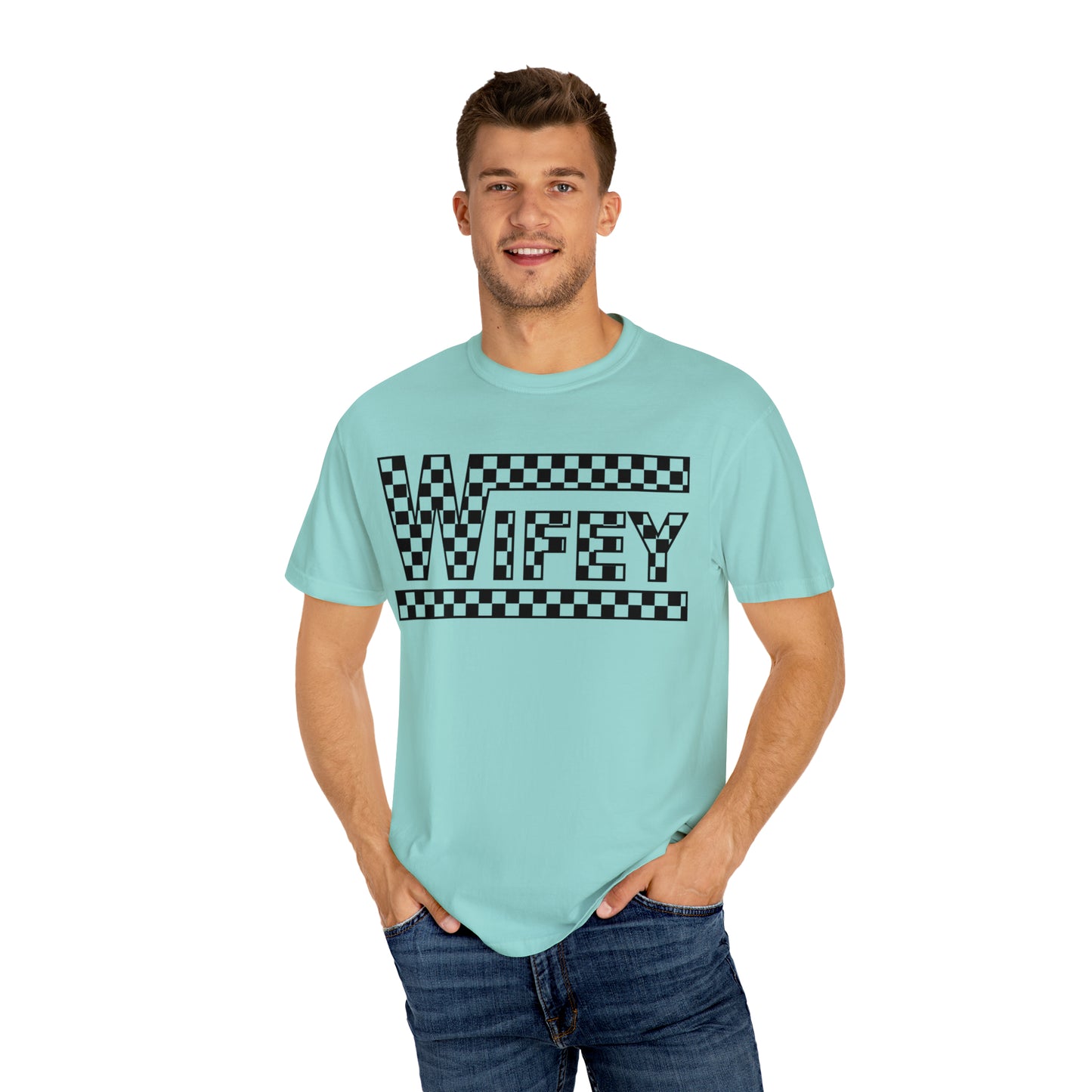 Checkered Wifey Comfort Colors Unisex Garment-Dyed T-shirt