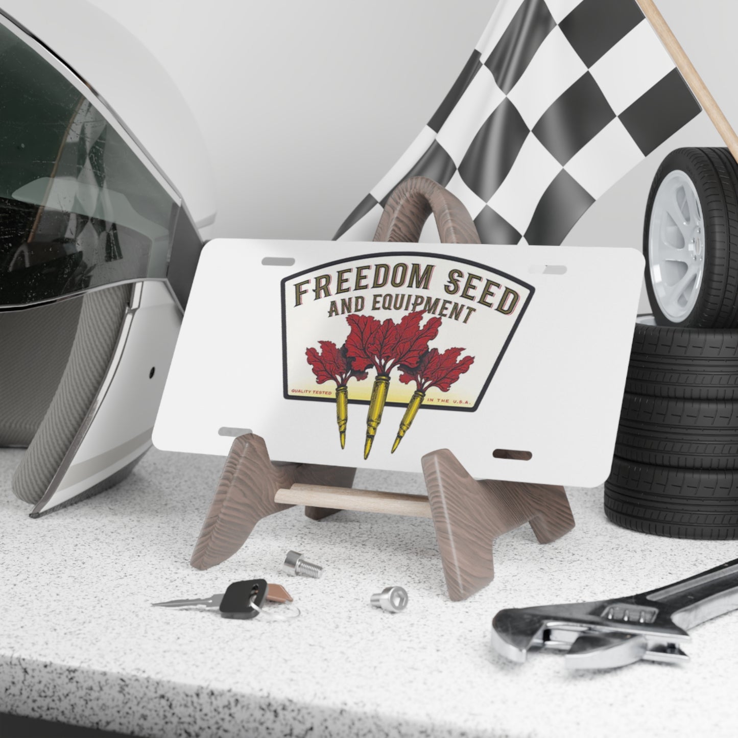 Freedom Seed & Equipment White Vanity Plate