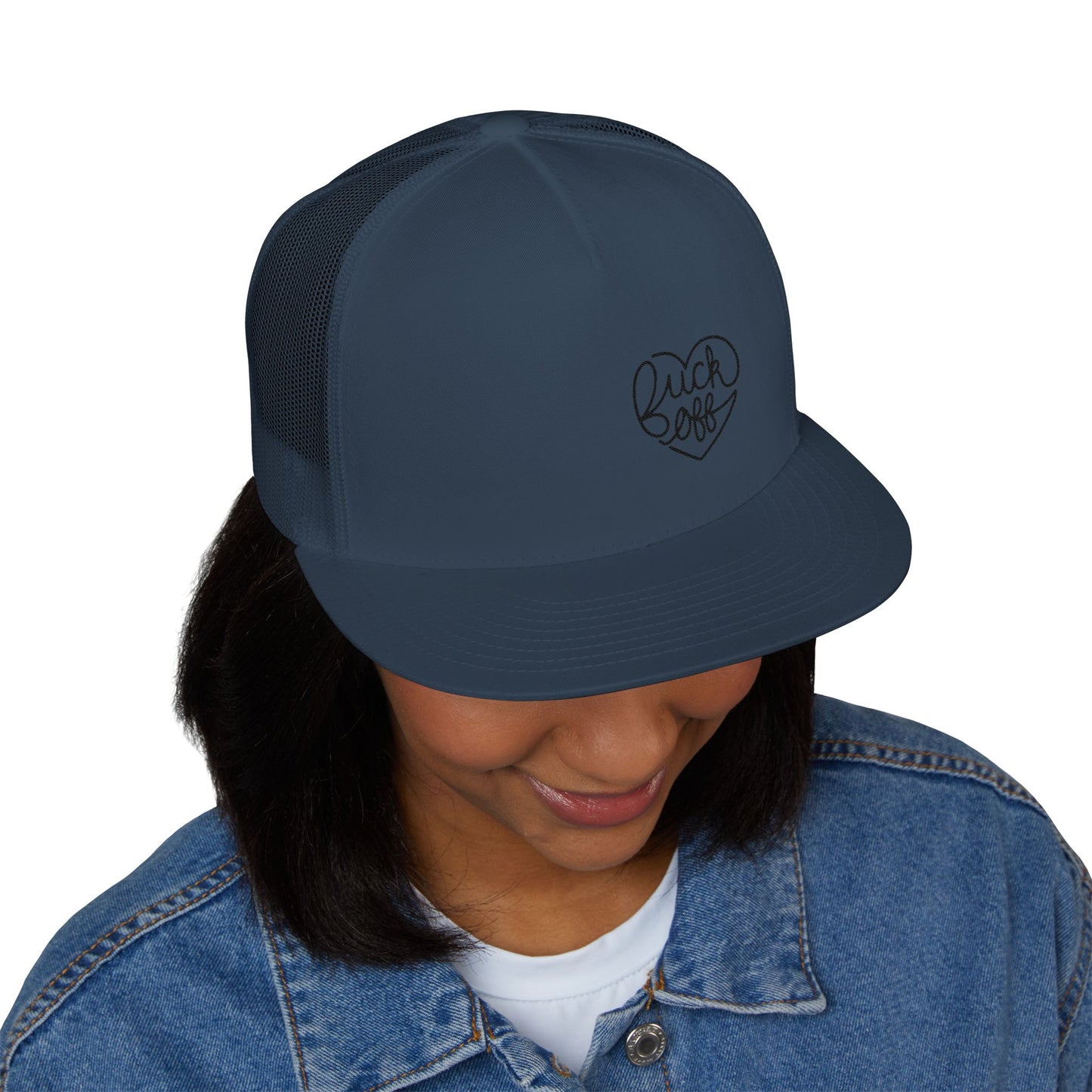 F*CK OFF Heart (Ladies) 5 Panel Trucker Cap (Embroidery)