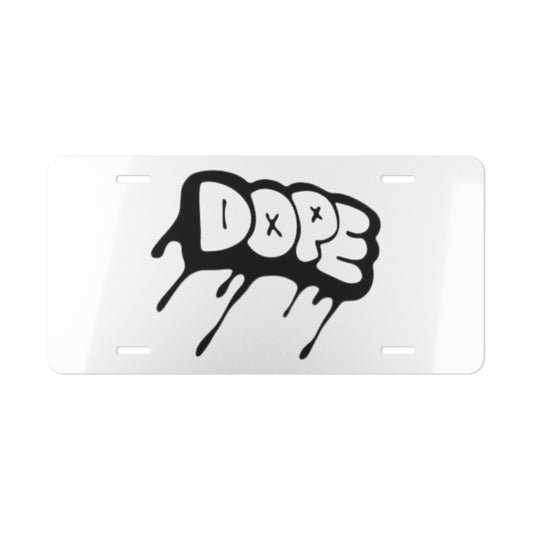 DOPE White Vanity Plate