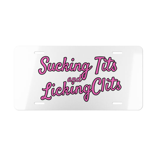 Sucking Ts and Licking Cs White Vanity Plate