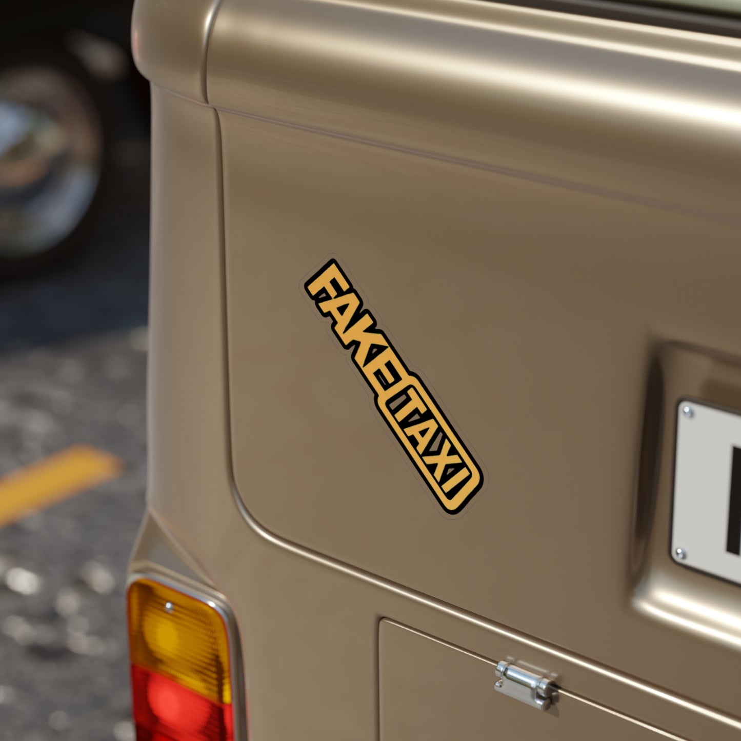 Fake Taxi Transparent Outdoor Vinyl Decal, Die-Cut, 1pc