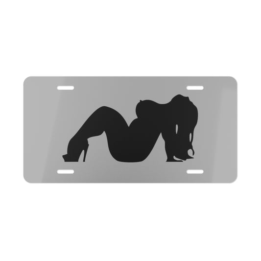 Curvy Trucker Girl Grey Vanity Plate